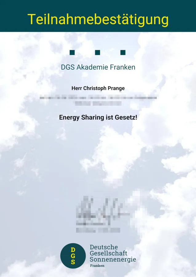 Zertifikat: Energy Sharing